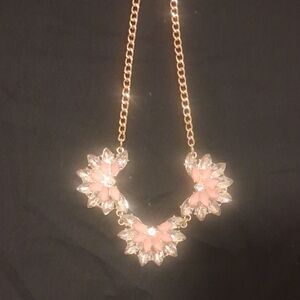 Pink Floral Crystal Statement Necklace - Unbranded